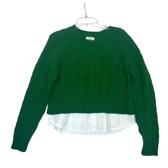 Maeve Green Cable Knit Sweater - Picture 3 of 11